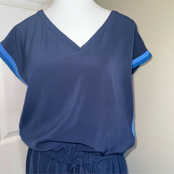 Tommy Hilfiger Women's Side Stripe Drawstring Blue V-Neck Jumpsuit Size 8 - Picture 6 of 16